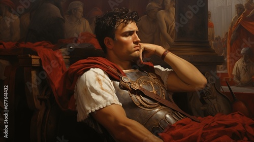 Mental health concept. Men can't stop thinking about the Roman Empire. Generated AI.