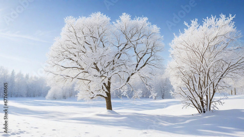 landscape with trees, snow © Nipun Sangeeth