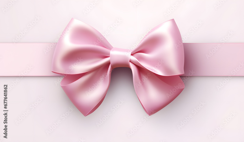 Pink bow  illustration isolated on white background 