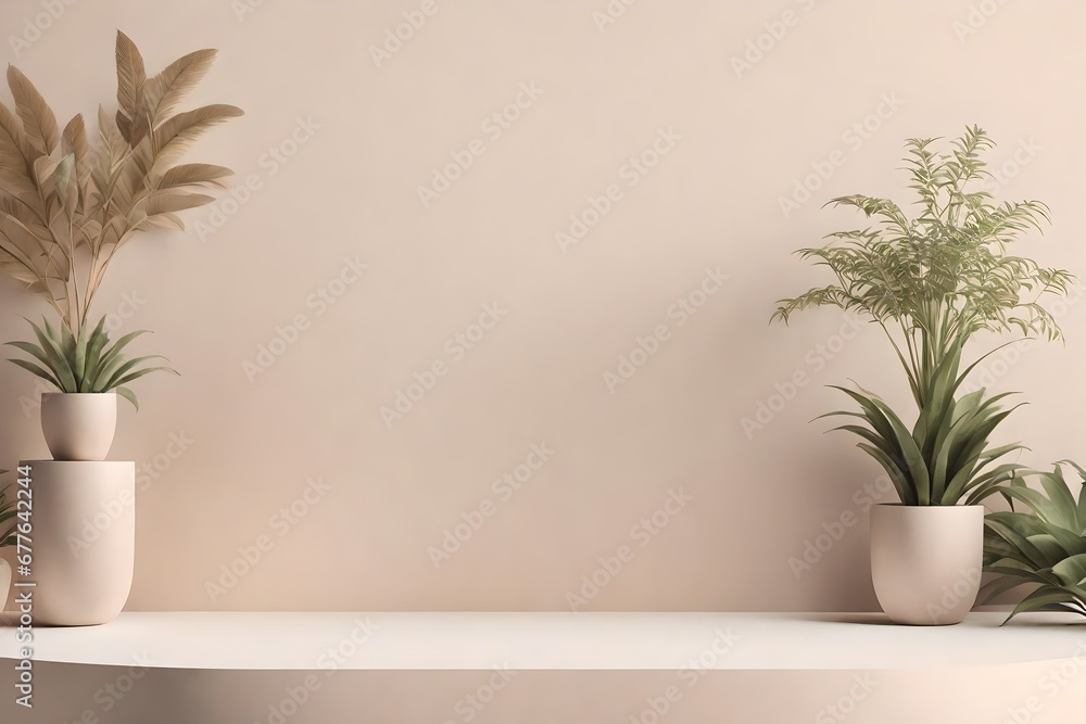 beige presentation plateform and podium background for product advertising