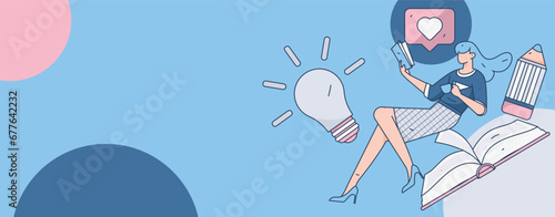 Education learning people flat vector concept hand drawn illustration
