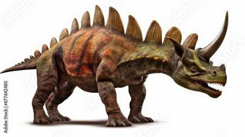 Triceratops horridus, dinosaur isolated on white background, Generative AI
