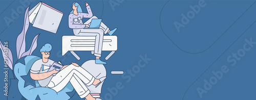 Education learning people flat vector concept hand drawn illustration
