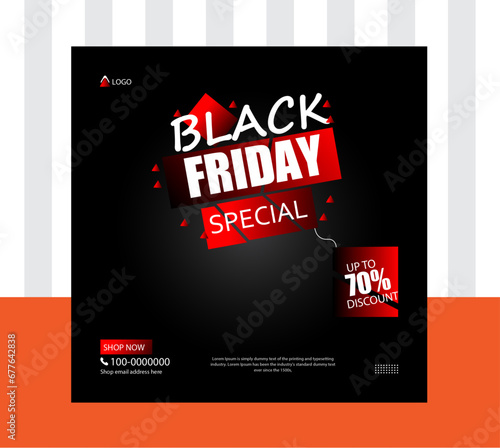 Editable black friday offer sale special social media post design.