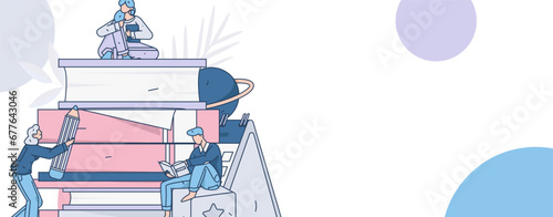 Education learning people flat vector concept hand drawn illustration
