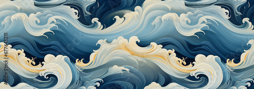 Sea waves pattern background. Waves pattern. Classic japanese waves in modern design,Blue and white lines. Element for design. Storm ocean. posters and prints photo