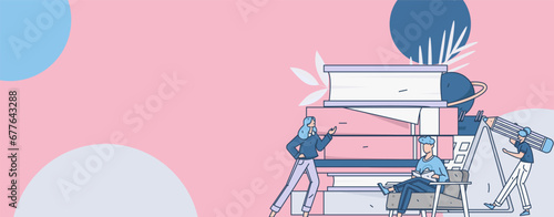 Education learning people flat vector concept hand drawn illustration
