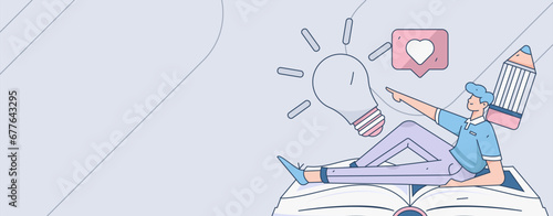 Education learning people flat vector concept hand drawn illustration
