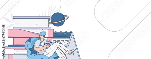 Education learning people flat vector concept hand drawn illustration
