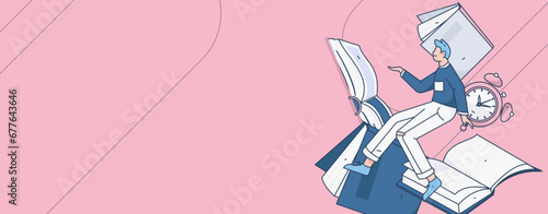 Education learning people flat vector concept hand drawn illustration
