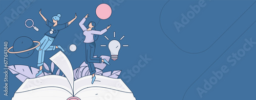 Education learning people flat vector concept hand drawn illustration
