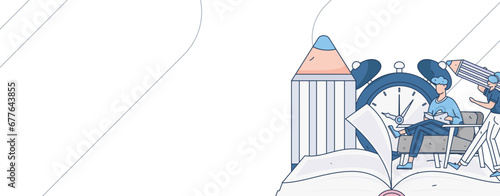 Education learning people flat vector concept hand drawn illustration
