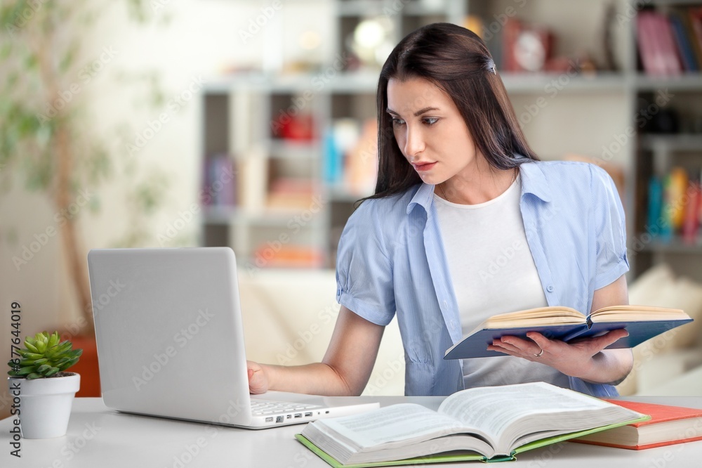 businesswoman working in modern office with laptop businesswoman working in modern office with laptop