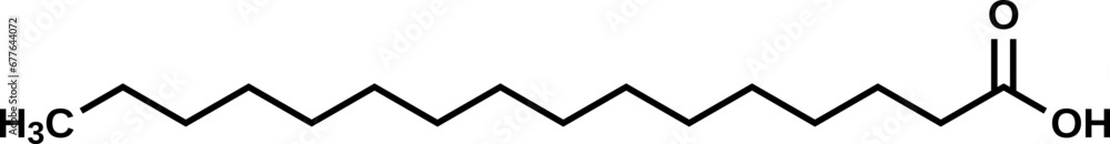 Palmitic acid C15H31COOH structural formula, vector illustration Palmitic acid C15H31COOH structural formula, vector illustration