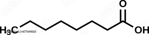 Caprylic acid С7Н15COOH structural formula, vector illustration