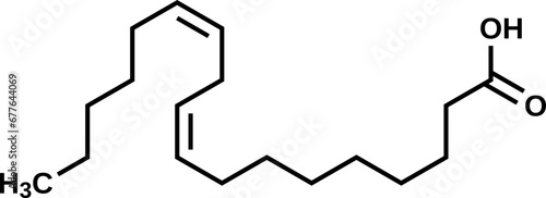 Linoleic acid С17H31COOH structural formula, vector illustration