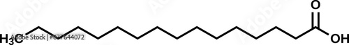 Palmitic acid C15H31COOH structural formula, vector illustration