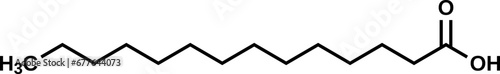 Myristic acid C13H27COOH structural formula, vector illustration