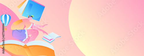 Education learning people flat vector concept hand drawn illustration
