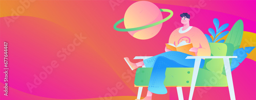 Education learning people flat vector concept hand drawn illustration
