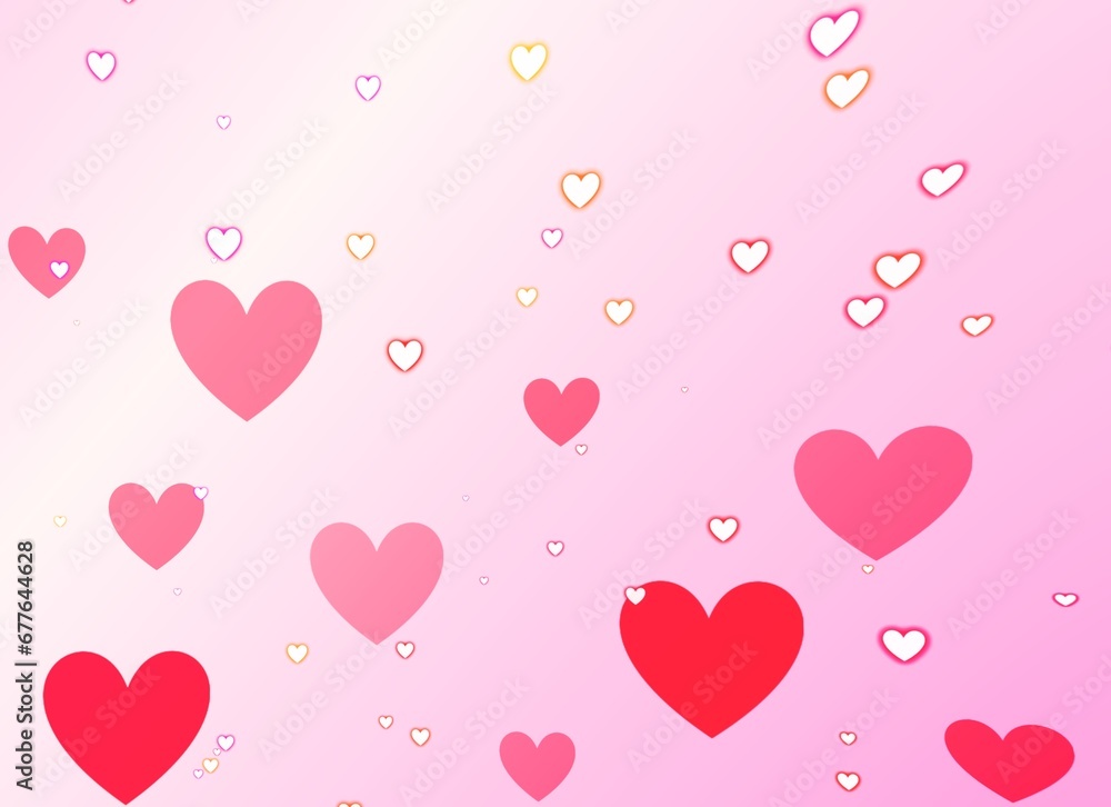 Pink Valentine's Day card, hearts, romance, Delicate pink background and a heart 