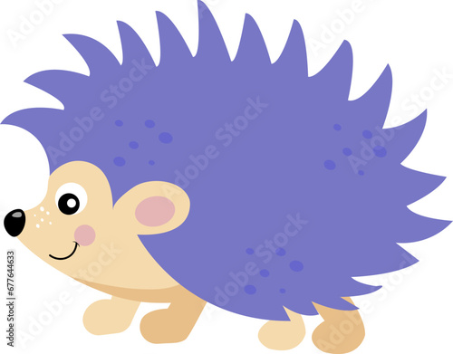 Vector flat illustration of cute cartoon hedgehog isolated on white background