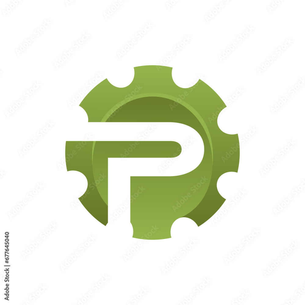 Initial Letter P gear engineering logo design vector Initial Letter P gear engineering logo design vector