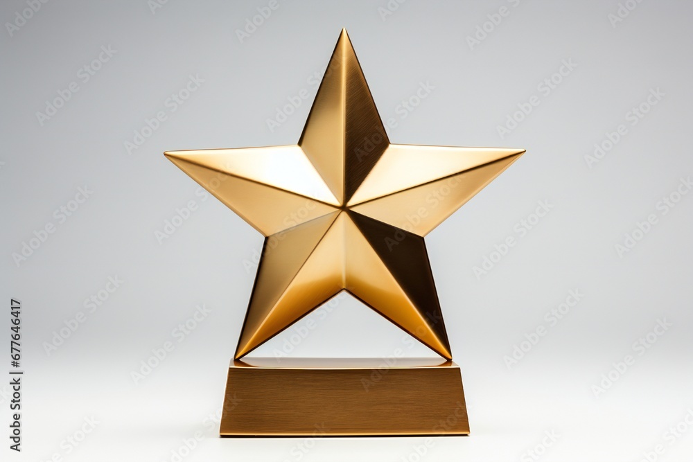 Golden star award trophy on white background Generative AI Golden star award trophy on white background Generative AI