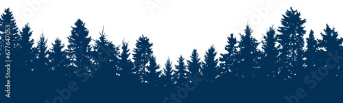Beautiful forest silhouette, coniferous trees. Vector illustration