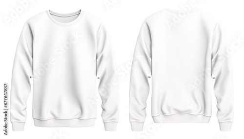 White Sweatshirt Mockup, Front and back view, Transparent background, PNG file. Template for graphic design