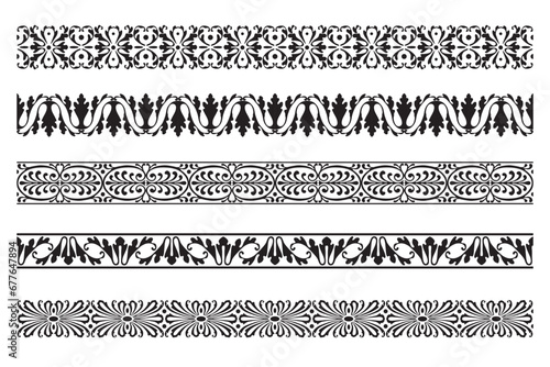 Set of decorative seamless ornamental border - Vector modular photo