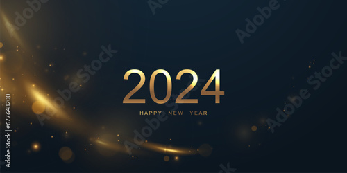 happy new year 2024 elegant font design Vector illustration