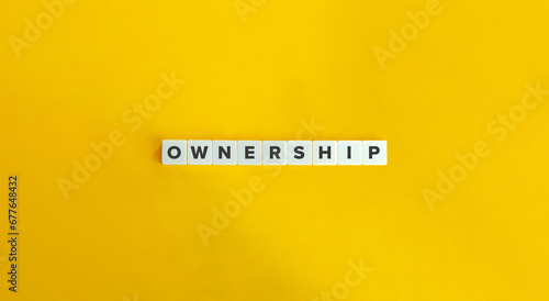 Ownership Word on Block Letter Tiles. Orange Yellow Background. Minimal Aesthetic.