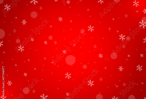 red background snow. scattered snowflakes. floating in the air. cold weather effect. Magic nature fantasy snow texture decoration. Vector illustration