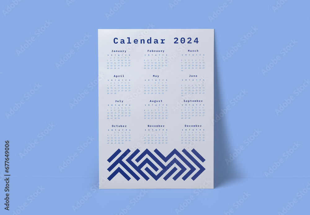 Vertical A4 2024 Business Calendar Layout Stock Template | Adobe Stock