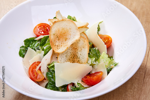 caesar salad on the plate