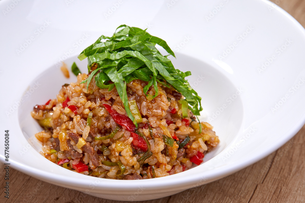 rice with vegetables in white plate rice with vegetables in white plate