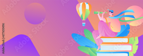 Education learning people flat vector concept hand drawn illustration
