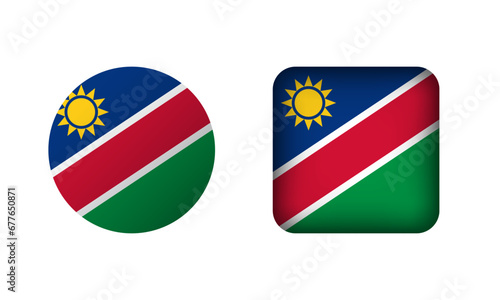 Free Download Flat Square and Circle Namibia National Flag Icons - GFXLoad