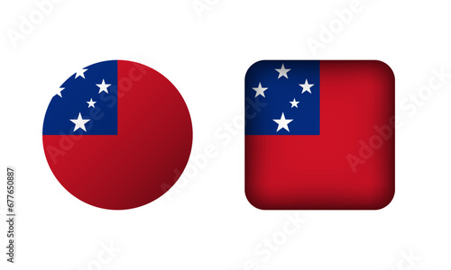 Free Download Flat Square and Circle Samoa National Flag Icons - GFXLoad