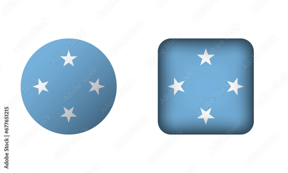 Flat Square and Circle Micronesia National Flag Icons Flat Square and Circle Micronesia National Flag Icons