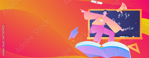 Education learning people flat vector concept hand drawn illustration
