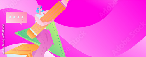 Education learning people flat vector concept hand drawn illustration
