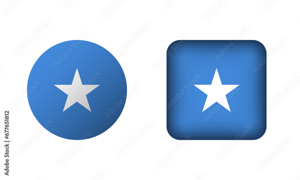 Flat Square and Circle Somalia National Flag Icons Flat Square and Circle Somalia National Flag Icons