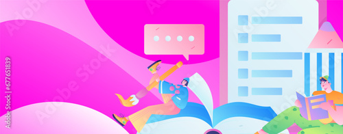 Education learning people flat vector concept hand drawn illustration
