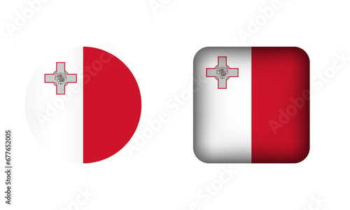 Flat Square and Circle Malta Flag Icons