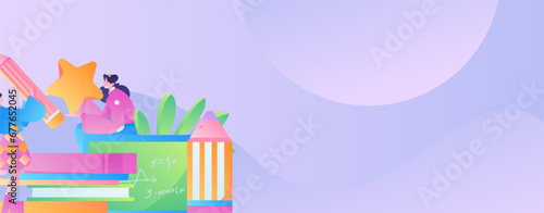 Education learning people flat vector concept hand drawn illustration
