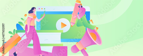 Education learning people flat vector concept hand drawn illustration
