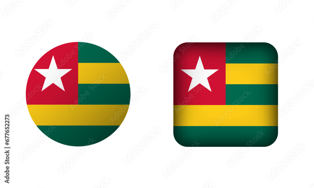 Flat Square and Circle Togo Flag Icons Flat Square and Circle Togo Flag Icons