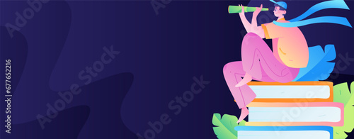 Education learning people flat vector concept hand drawn illustration
